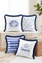 Summer and Beach Themed Crab and Seashell Striped 4-Piece Fringed Throw Pillow Cover Set - 2