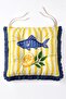 Mediterranean Ciao Bella and Lemon Fish Patterned 4-Piece Fringed Puffy Chair Cushion - 5