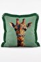 Set of 4 Fringed Throw Pillow Covers with Ethnic Patterned Lion, Giraffe, Elephant and Horse Figures - 4