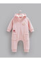 Baby Girl Jumpsuit with Floral Detail, 3-Yarn Threaded Hooded Winter Jumpsuit