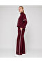 Women's Modal Fabric Stripe Detailed Stand Collar Zippered Wide Leg Sweatpants Set - 3