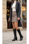 Women's High Heeled Leather Look Long Boots - 5
