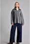 Oversized Polo Collar Short Zipper Anthracite Sweater H2635Ax26Wn - 2