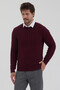 Pales Men's Burgundy Hair Braided 100% Cotton Crew Neck Sweater - 5