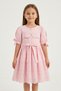 Girl's Sleeve Tie-Up Cotton Scallop Birthday and Wedding Dress