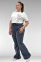 9137-22 Plus Size Spanish Flare Jeans - Snow Wash Navy Blue - 4