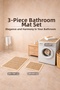 Non-Slip Base Digital Printed 3-Piece Bathroom Mat Set – Washing Machine, Toilet Seat, and Bathroom Rug - 4