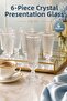 Striped Presentation Glass 130 ml 6-Piece Glass Cup with Stand Stylish Coffee Cup Set