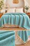 Cotton Multi-Purpose Pique 220X240 Double Bedspread Sofa Cover Tv Shawl with Tassels
