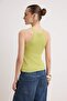 Yağ Yeşil İnce Çizgili Cut Out Detaylı Triko Bluz TWOSS26BZ00890 - 7
