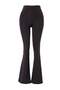 Siyah Fırçalı Soft Kumaş Flare/İspanyol Paça Örme Spor Tayt THMSS26TY00016 - 6