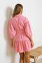 Pink Woven Belted 100% Cotton Beach Mini Dress Tbess25El00034 - 3