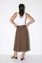 Khaki Belted Pleated Long Skirt Tdrss26Et00056 - 3