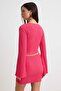 Plaj Giyim Fuşya Bağlamalı Dokulu Bluz Etek Takım TBESS24AU00035 - 6