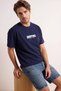 Lacivert Oversize/Geniş Kalıp Tok Kumaş Slogan Baskılı T-Shirt TMNSS26TS00074 - 3