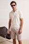 Ecru Regular/Normal Cut Special Yarn Premium Basic Knitwear Polo Neck T-Shirt Tmnss26Po00044