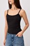 Black Fitted/Body-Fitting Pool Neck Sleeveless Gathered Cotton Stretch Knitted Undershirt Twoss26Al00102 - 3