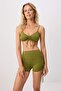 Haki Bralette Kaplı Tünelli Şortlu Yüksek Bel Bikini Takımı TBESS25BT00088