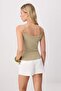 Khaki Plain Fitted Pool Collar Thick Strap Sleeveless Ribbed Stretchy Knitted Tank Top Twoss26Al00075 - 4