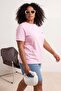 Açık Pembe Nakışlı / İşlemeli Regular Tok %100 Pamuk Örme Büyük Beden T-Shirt TBBSS26BF00092