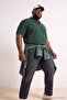 Big Size Green Regular Fit Basic 100% Cotton Polo Collar T-Shirt Tmnss24Bf00000