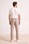 Beige Elastic Waist Straight Men's Trousers Tmnss26Pl00040 - 4
