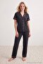 Dark Gray Ribbed Knitted Pajama Set Thmaw27Pt00107 - 4