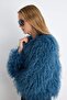 Lacivert Oversize Kalıp Suni Kürk Mont TWOAW27MO00054 - 3