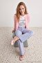 Çok Renkli Çizgili Yüksek Bel Straight Jeans TWOAW27JE00130 - 8