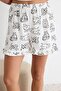 Ecru 100% Cotton Cat Printed Ruffle Knitted Pajamas Set Thmss26Pt00174 - 3