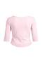 Açık Pembe %100 Pamuk Truvakar Kol Bisiklet Yaka Crop Kol Ucu Detaylı Örme T-Shirt TWOAW27TS00042 - 9