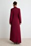 Bordo Şal Detaylı Dökümlü Kumaş Maxi Dokuma Tesettür Abiye TCTSS26DB00013 - 4