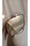 Women's - Gold Glitter Twist Chain, Portfolio Clutch Evening Bag for Special Occasions - 2
