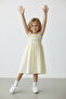 Girl's Yellow Striped Dress with Straps 9502