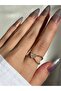 Women's Gold Color Stone Spiral Heart Ring - 3