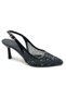 Feles Tulle Detailed Straw Open Back Stiletto Heeled Women's Shoes Black - 3