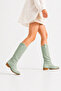 Eliz Women's Short Heel Suede Laser Cut Perforated Summer Boots
