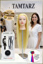 Hairdresser Training Mannequin Work Head Fiber Synthetic Platinum 65 cm