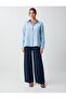 Sky Blue 100% Linen Straight Cut Long Sleeve Woven Shirt - 4