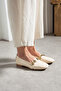 Daily Women's Beige Ballerina Shoes with Straps and Gold Buckle, Silent, Lightweight, Soft Sole and Comfortable Shoes 479 - 4