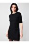 Black Short Sleeve Crew Neck Straight Cut Knitted Dress - 3