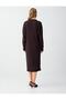 Coffee Melange Mock Neck Long Sleeve Soft-Textured Midi Knitted Dress - 4