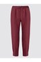 Burgundy 100% Linen High Waist Skinny Leg Woven Trousers - 7