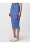 Cobalt Blue Regular Waist Slim Fit Patterned Knitted Midi Skirt - 4