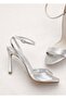 Silver Thin Heeled Evening Dress Shoes - 3