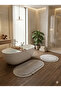Premium Non-Slip Base Plush Bath Mat Set with Jute Edge Detail, 2-Piece Oval Round 100X60 60X60 - 6