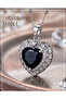 Silver Color Black Stone Heart Model Ball Chain Steel Necklace