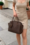 Women's Hand Knitted Charm Zipper Closure Handbag Refone Brown Straw