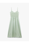 Midi Linen Dress Double Breasted Collar Button Detail Slim Strap - 4