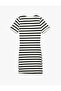 Mini Crew Neck Short Sleeve Ribbed Slim Fit Dress - 4